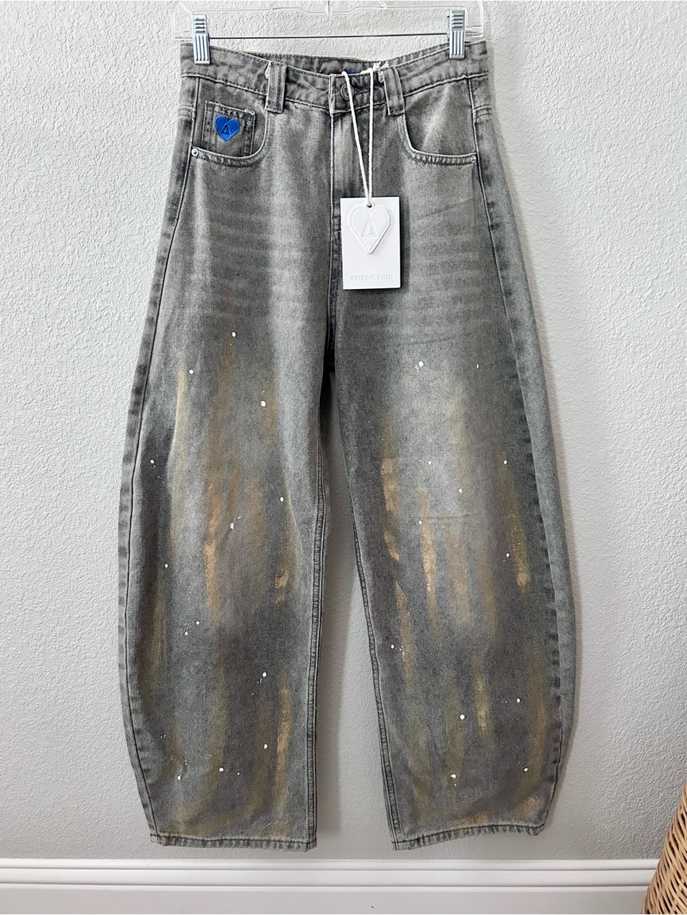 NEW Aelfric Eden Ink Splash Super Baggy Barrel Jeans Size 28